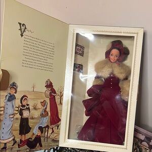Elegant Doll with Fur Trim in Burgundy Dress Victorian Elegance BARBIE1994